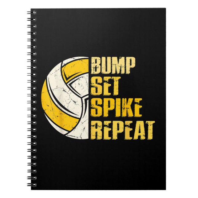 Bump Set Spike Repeat Volleyball Funny Notebook (Front)