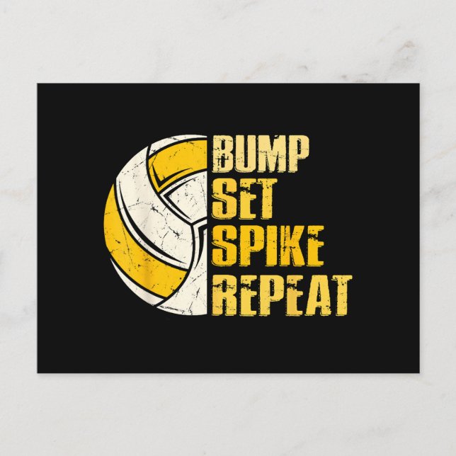 Bump Set Spike Repeat Volleyball Funny Postcard (Front)