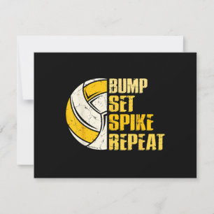 Bump Set Spike Repeat Volleyball Funny Thank You Card