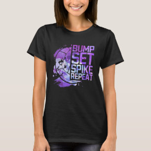 Bump Set Spike Repeat Volleyball Lover Athlete Spo T-Shirt