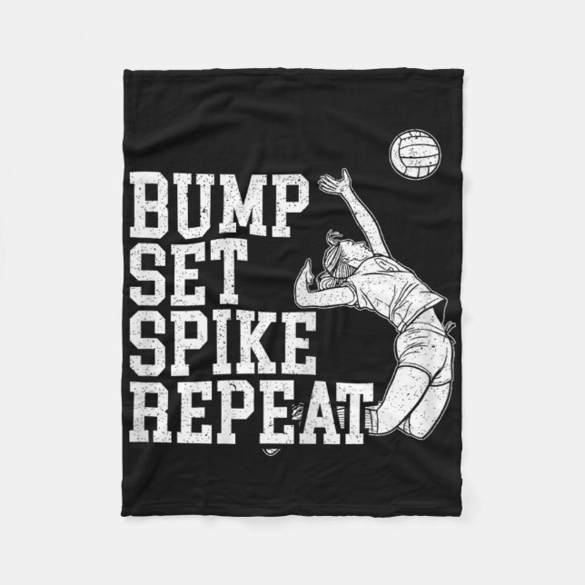 Bump Set Spike Repeat Volleyll Player Coach Gameda Fleece Blanket (Front)