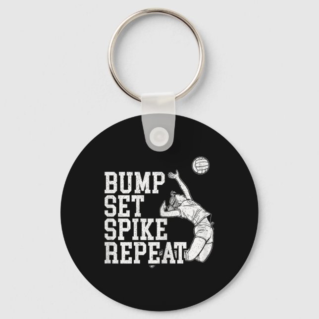 Bump Set Spike Repeat Volleyll Player Coach Gameda Key Ring (Front)