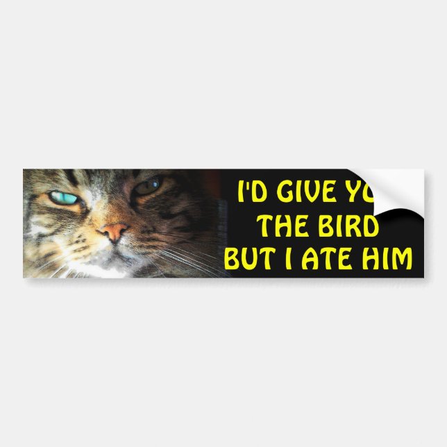 Bumper Cat Ate The Bird Anti Tailgating Sticker (Front)
