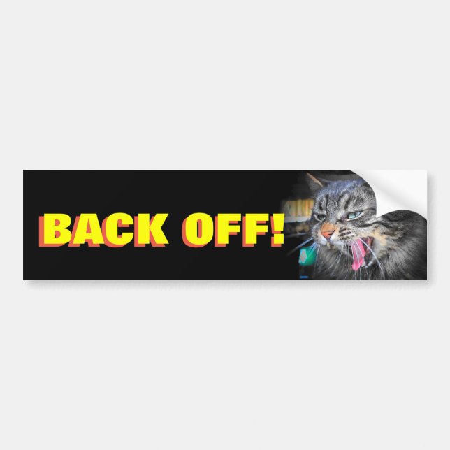 Bumper Cat Screams Back off  Animal Meme Sticker (Front)
