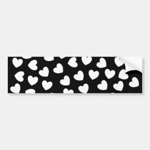 Bumper Sticker Black White Hearts