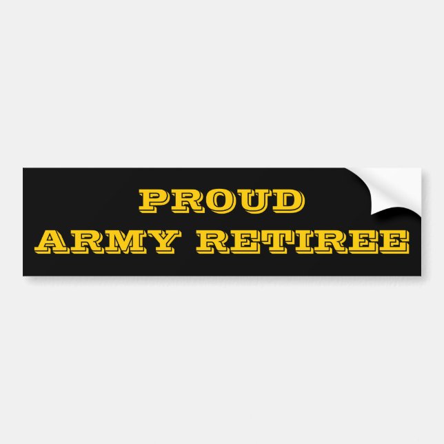 Bumper Sticker Proud Army Retiree (Front)