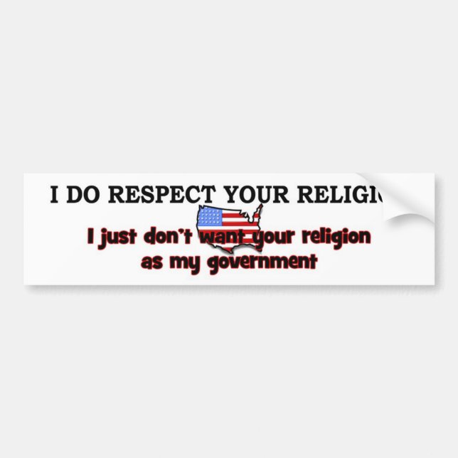 Bumper sticker separation of church and state (Front)