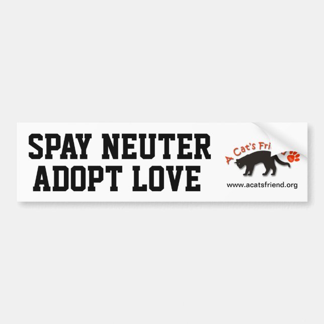 Bumper Sticker: Spay Neuter Adopt Love Sticker (Front)