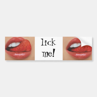 bumper, sticker,strawberry,lips,lick me bumper sticker