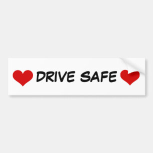 Bumper Sticker with Red Heart and Drive Safe Text
