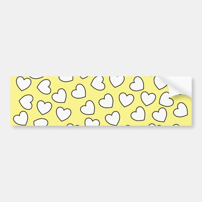 Bumper Sticker Yellow White Hearts (Front)