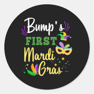Bump's First Mardi Gras Pregnancy New Orleans Classic Round Sticker