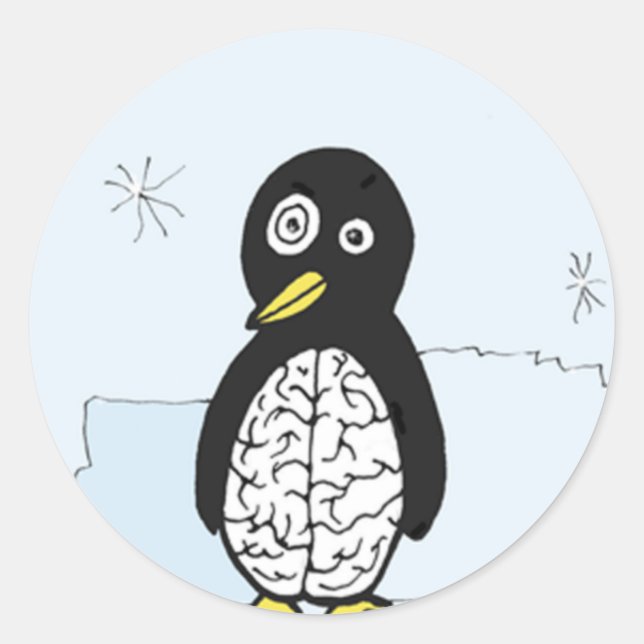 Bumpy Brains Penguin Classic Round Sticker (Front)