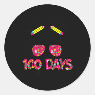 Bun Girl Happy 100 Days Of School 100 Days Smarter Classic Round Sticker