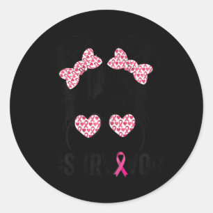 Bun Gles Wear Pink Survivor Breast Cancer Awarenes Classic Round Sticker