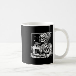 Bun Hair Skeleton Sewer Quilter Halloween Sew Wome Coffee Mug