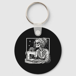 Bun Hair Skeleton Sewer Quilter Halloween Sew Wome Key Ring