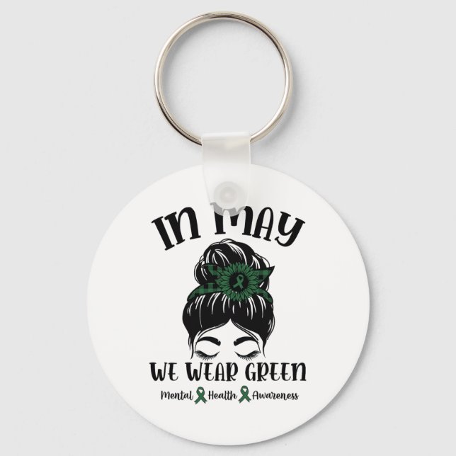 Bun In May We Wear Green Mental Health Awareness M Key Ring (Front)