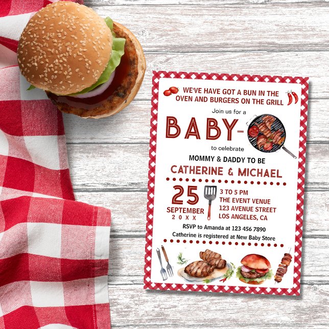 Bun In The Oven Baby-Q Barbecue Baby Shower Invitation (Creator Uploaded)