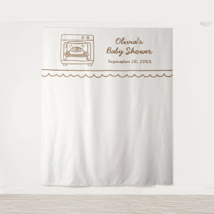 Bun in the Oven Baby Shower Backdrop Tapestry