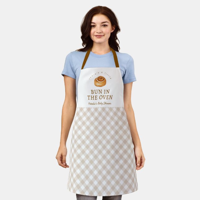 Bun In The Oven Baby Shower Personalized Baking Apron (Worn)