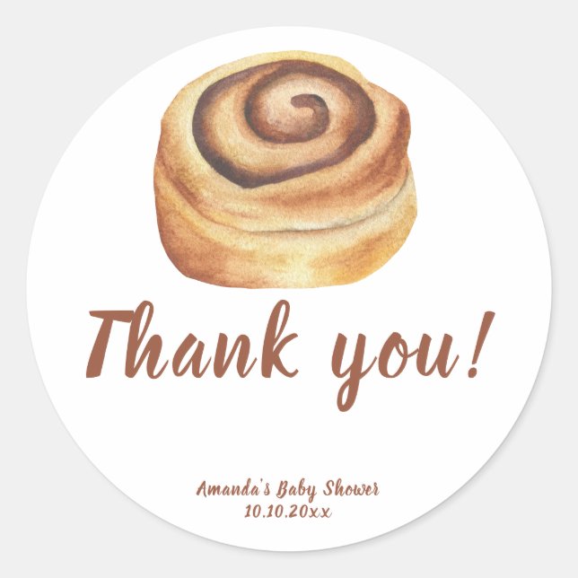 Bun in the oven Baby Shower Thank you Classic Round Sticker (Front)