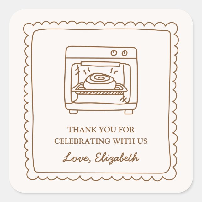 Bun in the Oven Baby Shower Thank You Favor Square Sticker (Front)