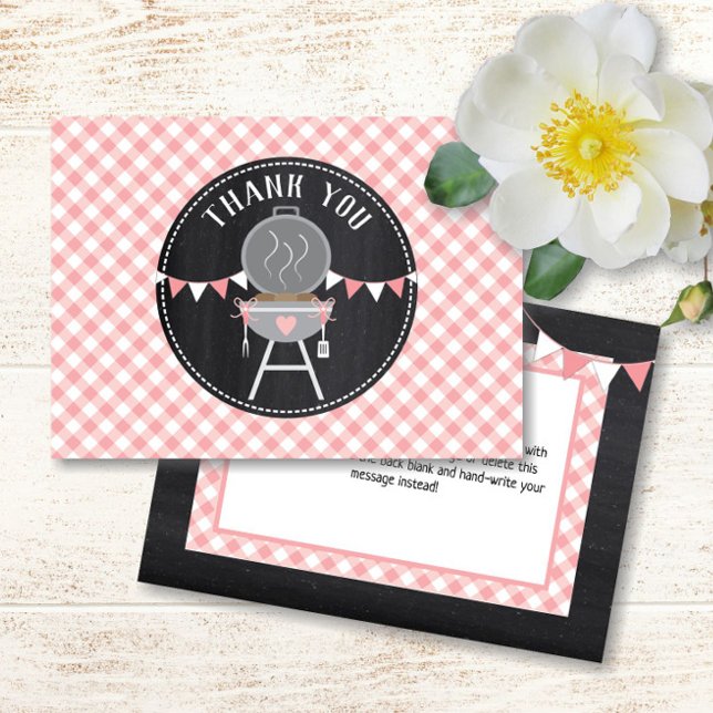 Bun in the Oven BabyQ Pink Girl Baby Shower Thank You Card (Creator Uploaded)