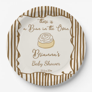 Bun in the oven baking baby shower monogrammed paper plate