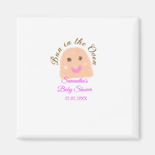 Bun in the oven beige dumpling baby shower pink br magnet