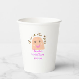 Bun in the oven beige dumpling baby shower pink br paper cups