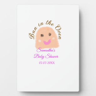 Bun in the oven beige dumpling baby shower pink br plaque