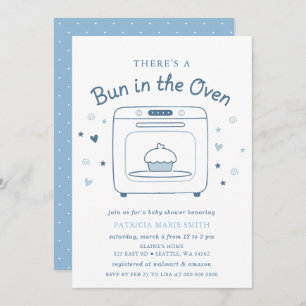 Bun In The Oven Blue Baby Boy Baby Shower Invitation