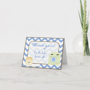 Bun in the Oven Blue Thank You Card