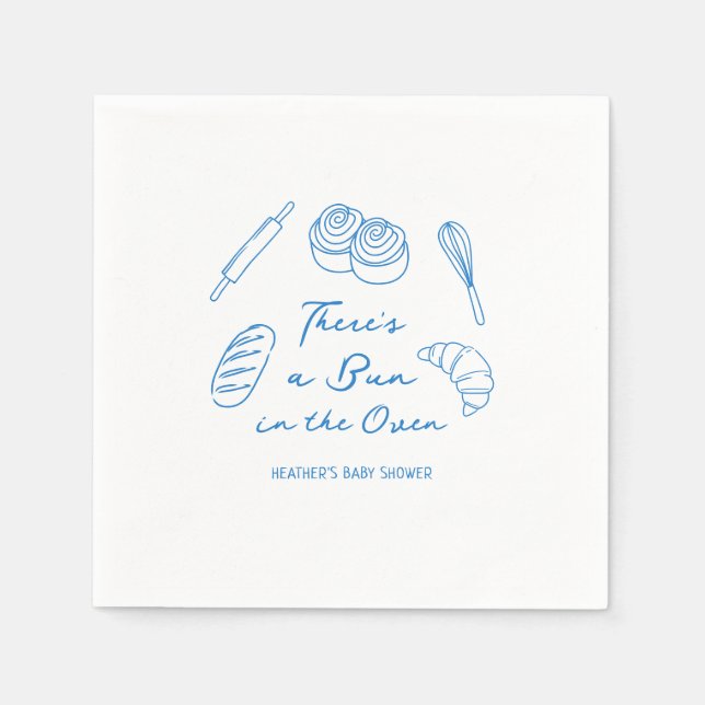 Bun in the Oven Bread Boy Baby Shower Napkin (Front)