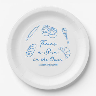 Bun in the Oven Bread Boy Baby Shower Paper Plate