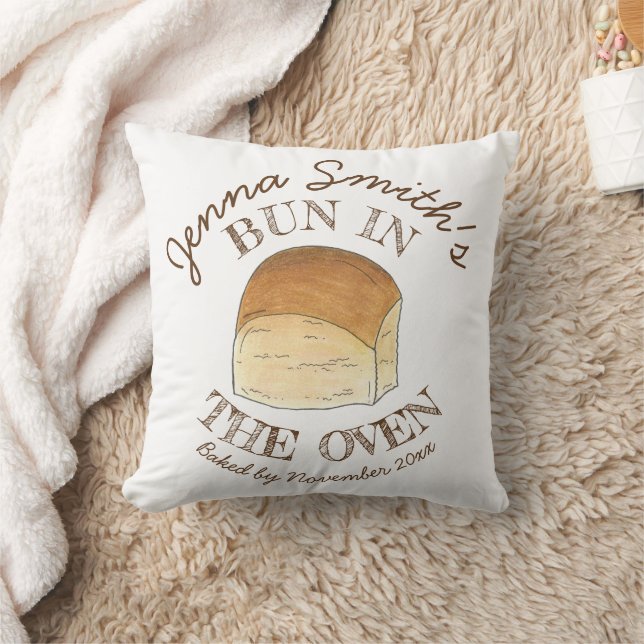 Bun in The Oven Bread Dinner Roll Baby Shower Cushion (Blanket)