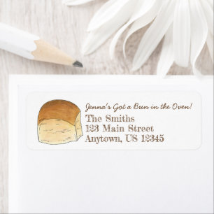Bun in The Oven Bread Dinner Roll Baby Shower Return Address Label