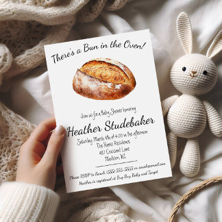 Bun in the Oven, Bread Loaf Baby Shower Invitation