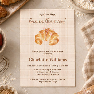 Bun in the Oven Croissant Girl Baby Shower Invitation