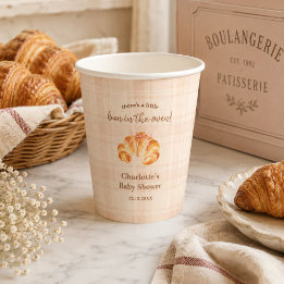 Bun in the Oven Croissant Girl Baby Shower Paper Cups