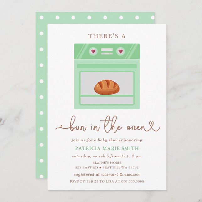 Bun In The Oven Gender Neutral Baby Shower Invitation (Front/Back)