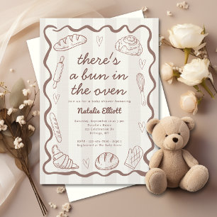 Bun In The Oven Gender Neutral Rustic Baby Shower Invitation