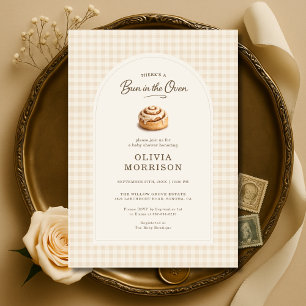 Bun in the Oven Gingham Baby Shower Invitation