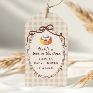 Bun in the Oven Gingham Bakery Baby Shower Favor Gift Tags