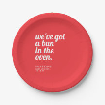 Bun In The Oven Modern Minimal Red Baby Shower