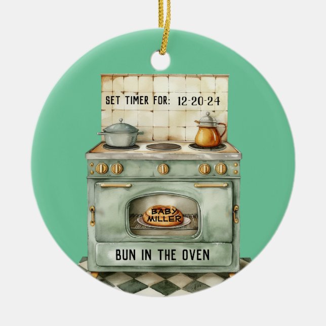 Bun in the Oven Ornament Personalised (Front)