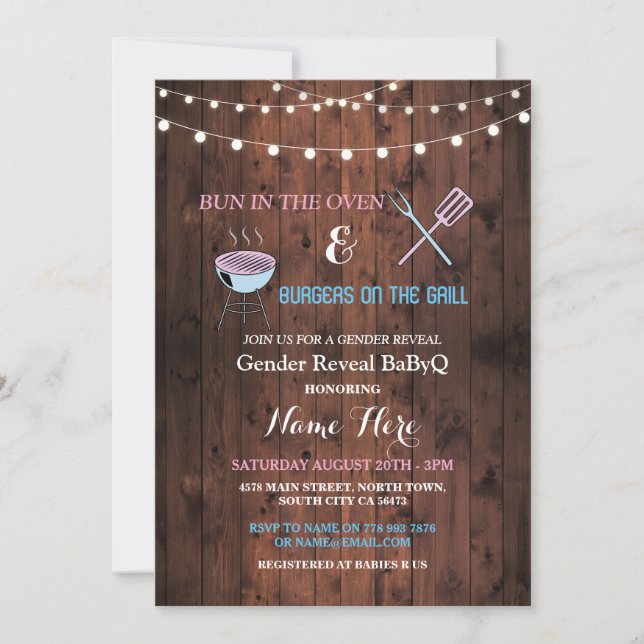 Bun In The Oven Shower Invite Gender Reveal (Front)
