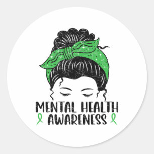Bun Mental Health Gift Mental Health Awareness Classic Round Sticker