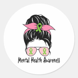 Bun Mental Health Problems Gift Mental Health Awar Classic Round Sticker